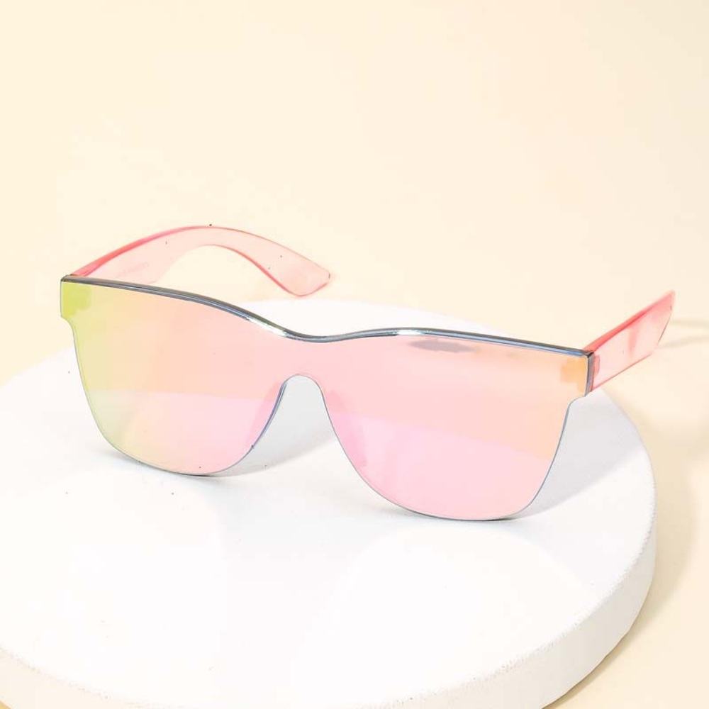 New Mirrored Shield Wayfarer Sunglasses in Pink